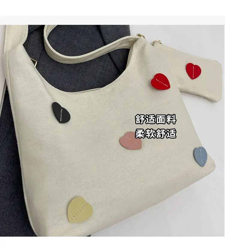 White Heart Polka Dot Shoulder Bag for Girls — feature 6