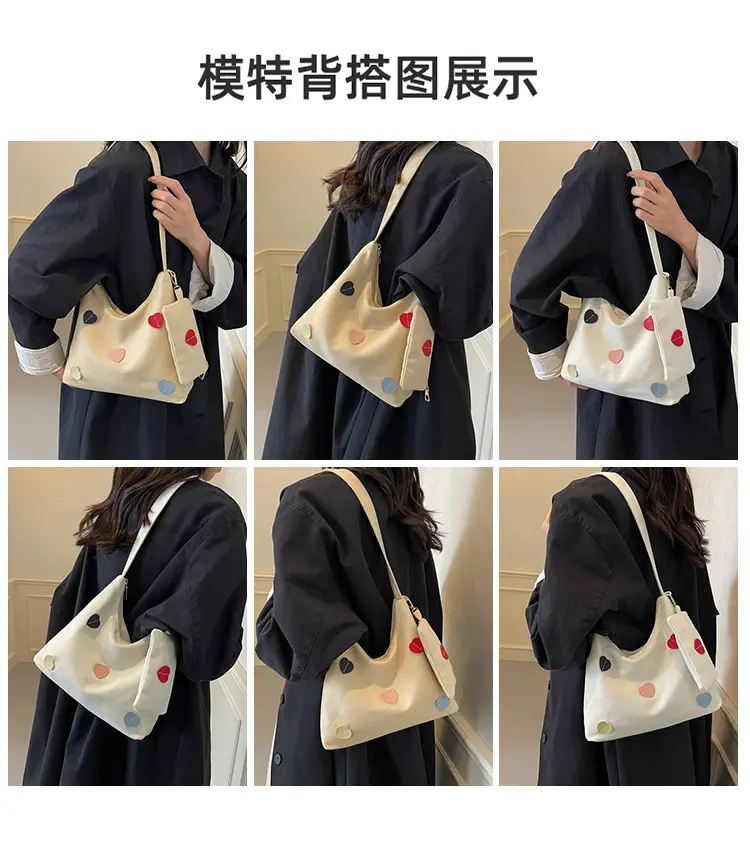 White Heart Polka Dot Shoulder Bag for Girls — feature 8