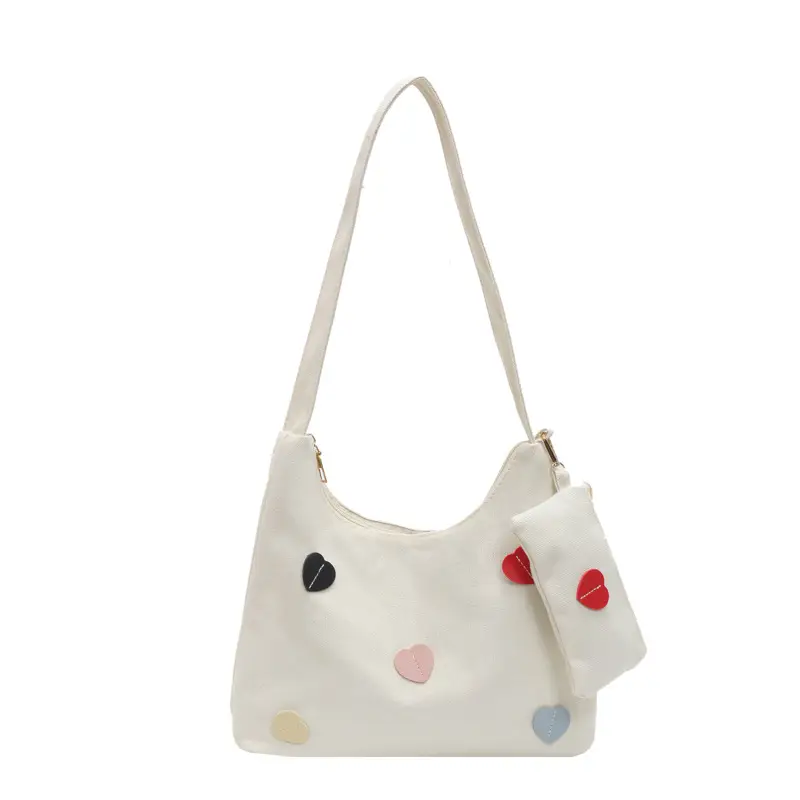 White Heart Polka Dot Shoulder Bag for Girls