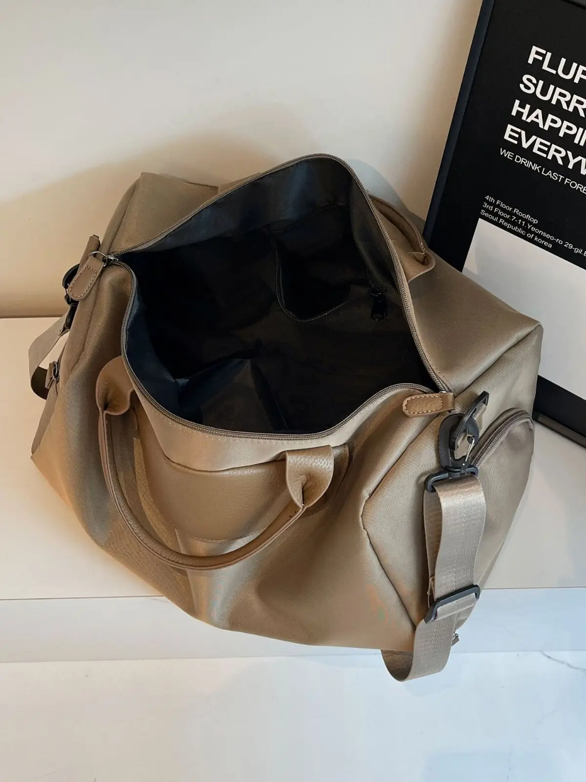 Large Capacity Korean Style Travel Bag Grey - Image 6