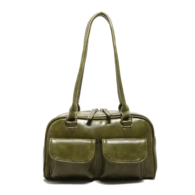 Black Retro Textured Shoulder Bag for Women - Image 9