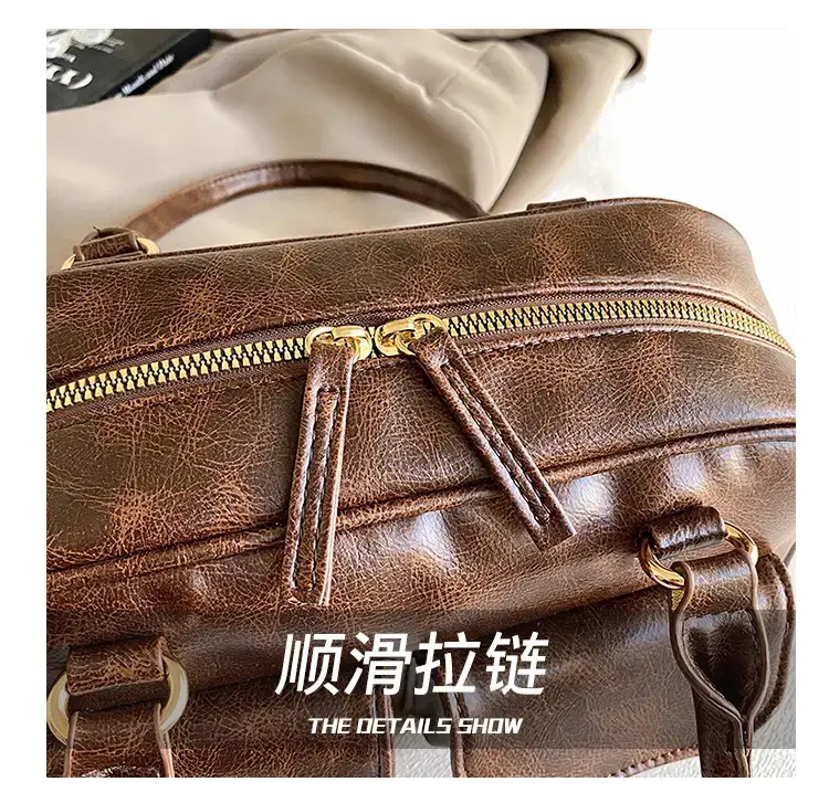 Black Retro Textured Shoulder Bag for Women — feature 8