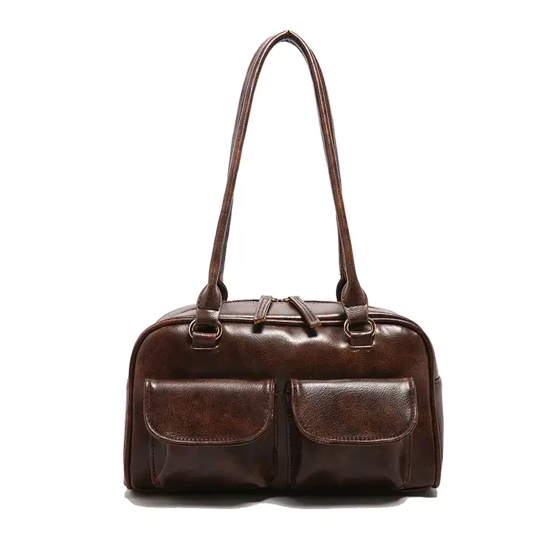 Black Retro Textured Shoulder Bag for Women - Image 3