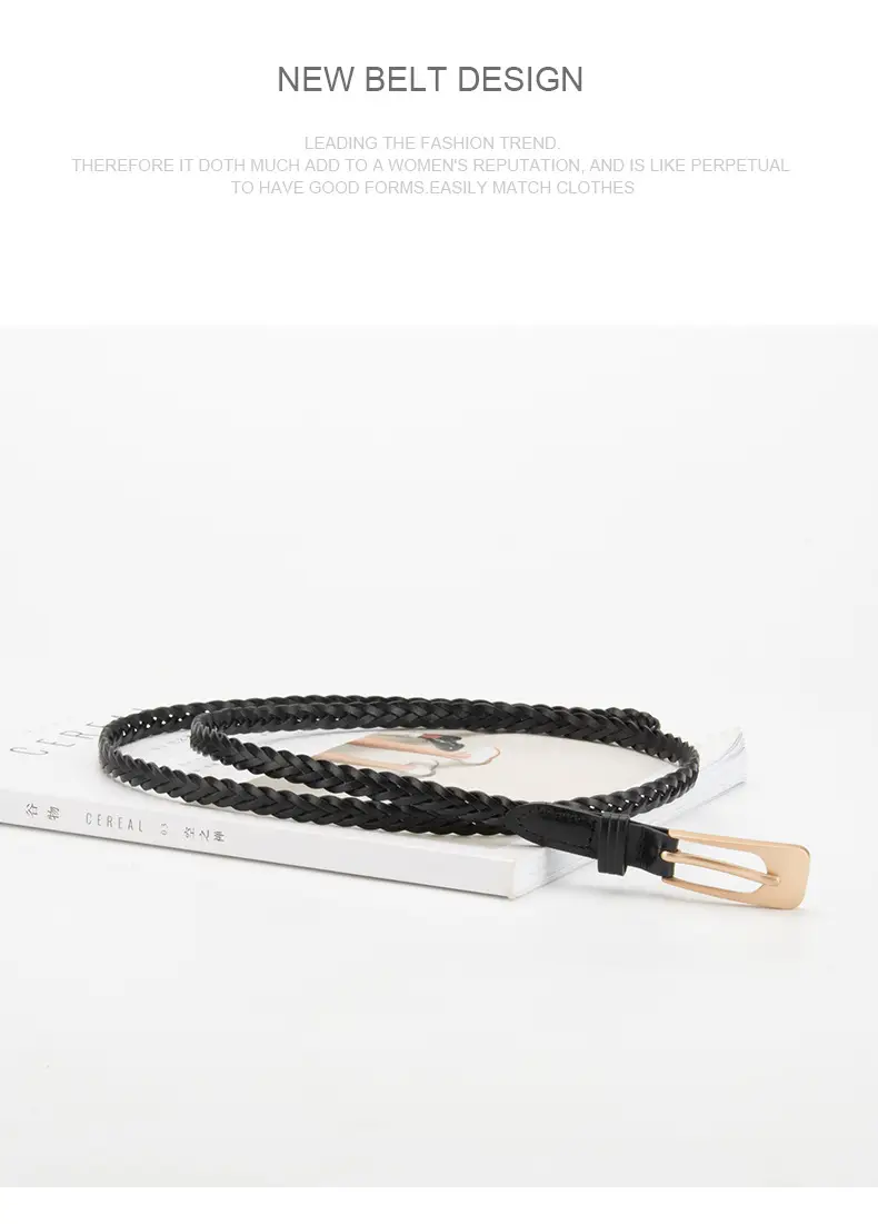 Women Twist Braided Belt Pitch Buckle All Match — feature 12