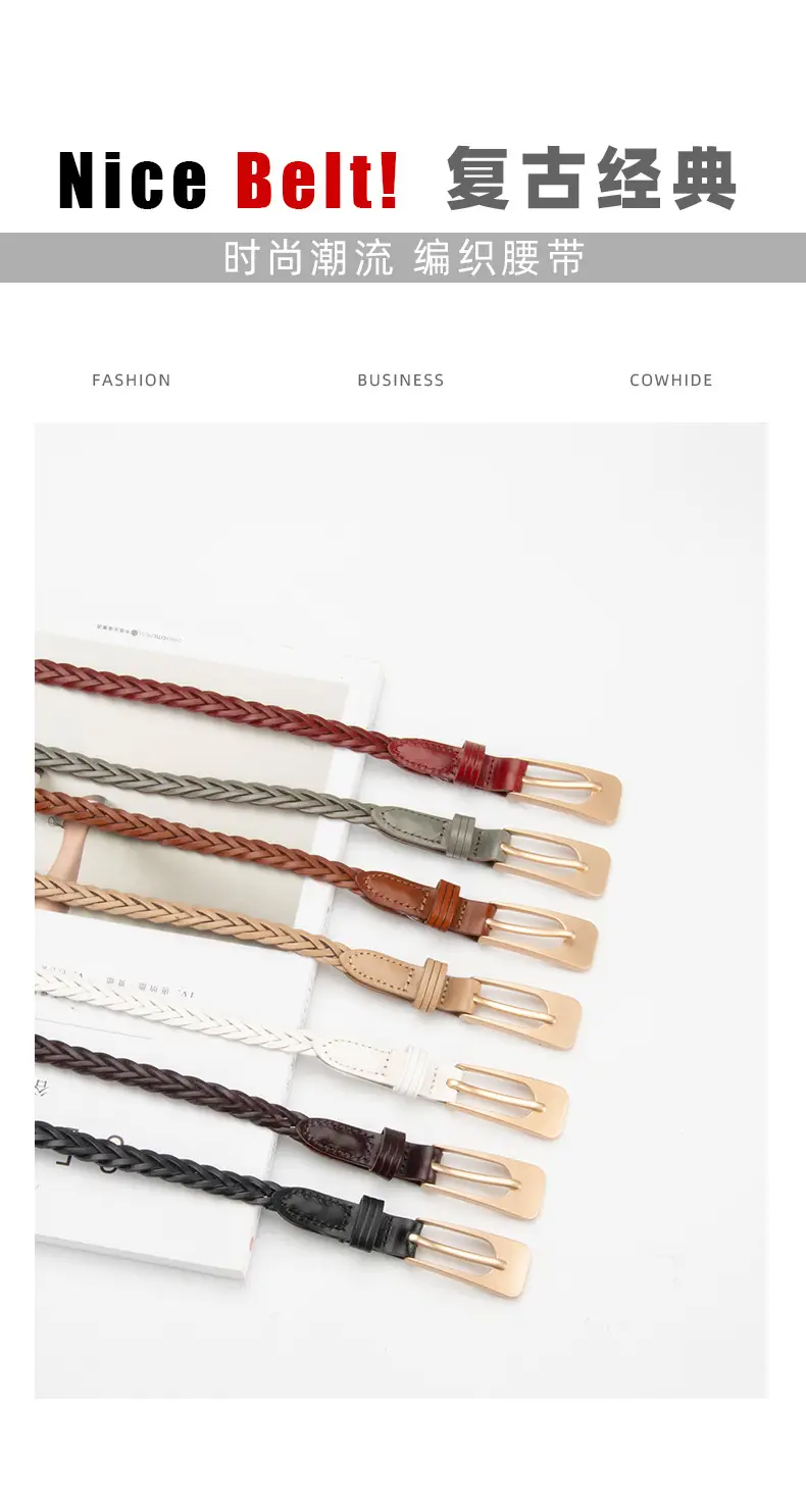 Women Twist Braided Belt Pitch Buckle All Match — feature 3