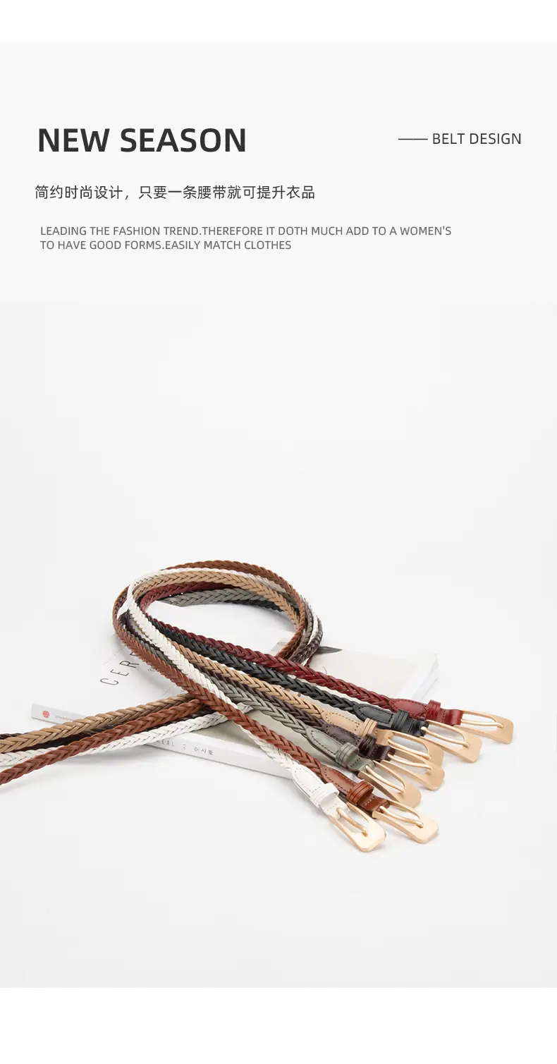 Women Twist Braided Belt Pitch Buckle All Match — feature 4