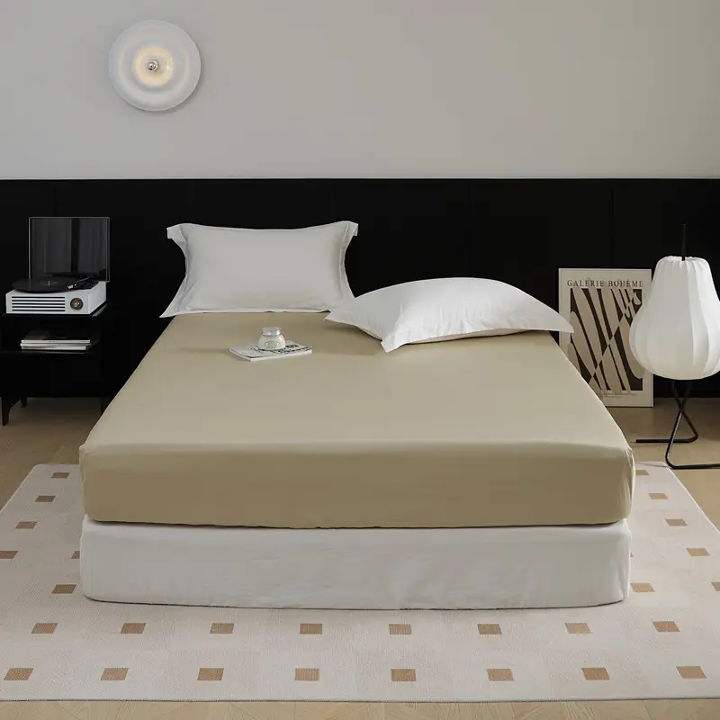 100-Count Xinjiang Long-Staple Cotton Fitted Sheet, Single Piece, Pure Cotton, Satin Bed Cover, Mattress Protector, Bed Cover