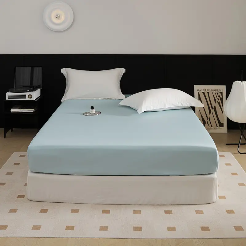 100-Count Xinjiang Long-Staple Cotton Fitted Sheet, Single Piece, Pure Cotton, Satin Bed Cover, Mattress Protector, Bed Cover