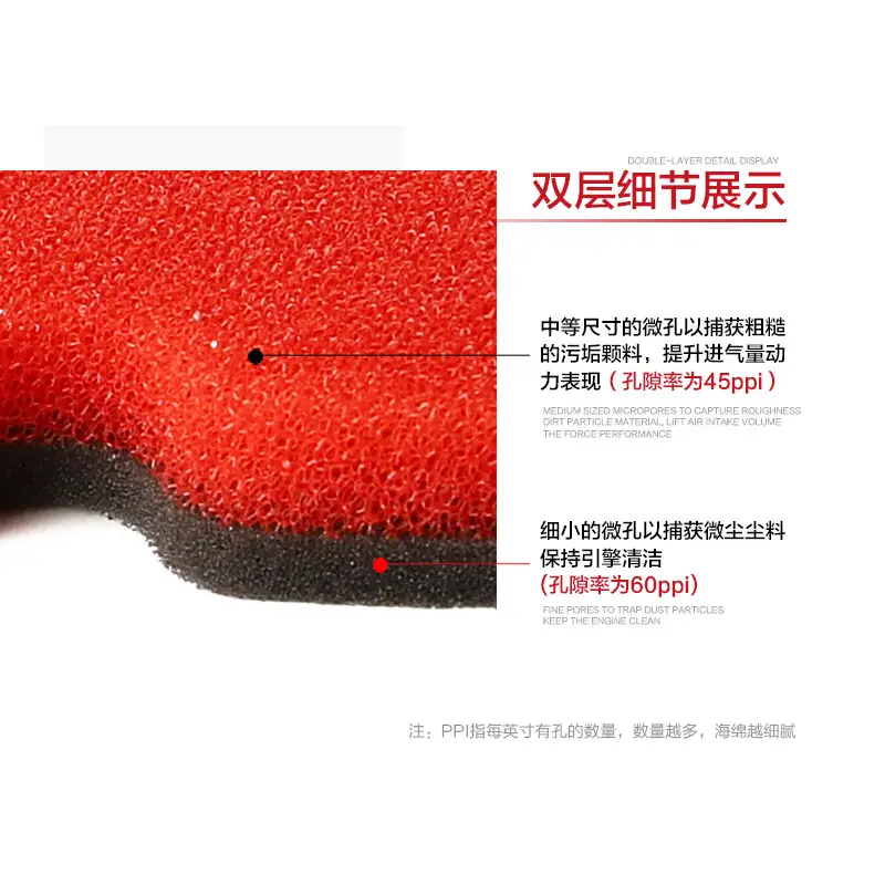 Red High Flow Air Filter Sponge Flame Petardant Material - Image 3