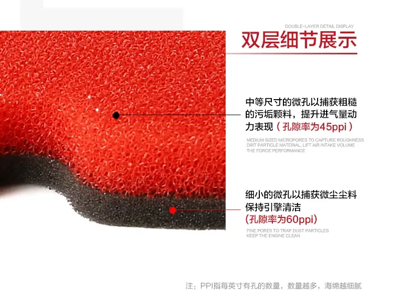 Red High Flow Air Filter Sponge Flame Petardant Material — feature 5