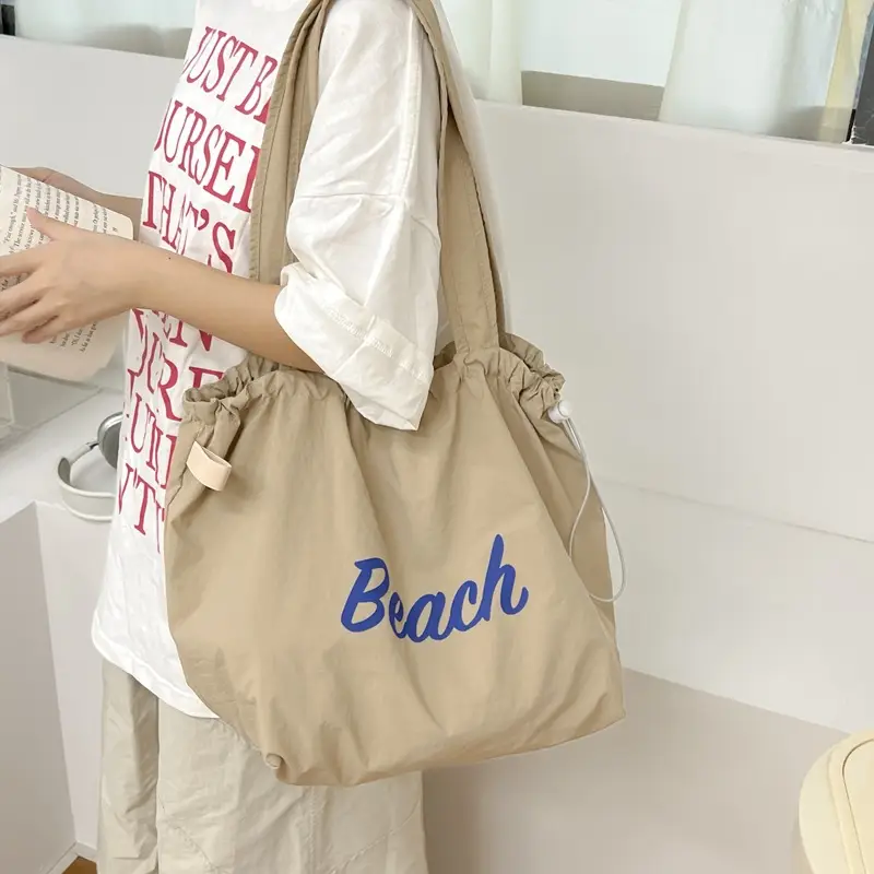 Women Canvas Shoulder Bag 2025 New Letter Artistic Design - Image 7