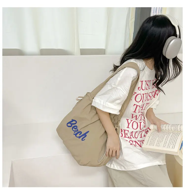 Women Canvas Shoulder Bag 2025 New Letter Artistic Design — feature 2