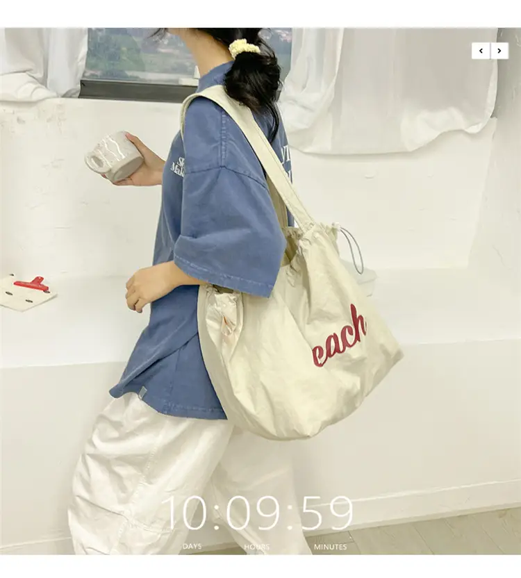 Women Canvas Shoulder Bag 2025 New Letter Artistic Design — feature 5