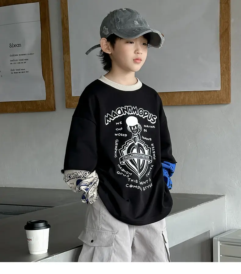 Boys Long Sleeve T-Shirt Black Spring 2025 — feature 10