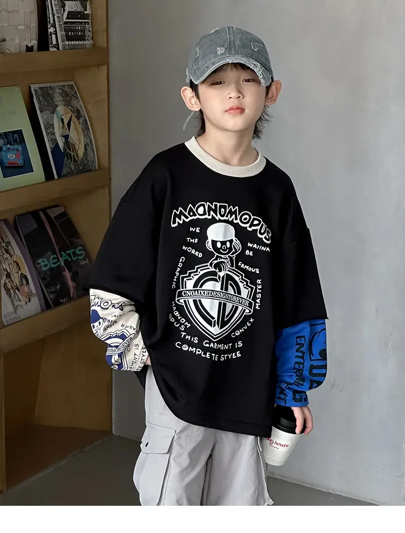 Boys Long Sleeve T-Shirt Black Spring 2025 — feature 14