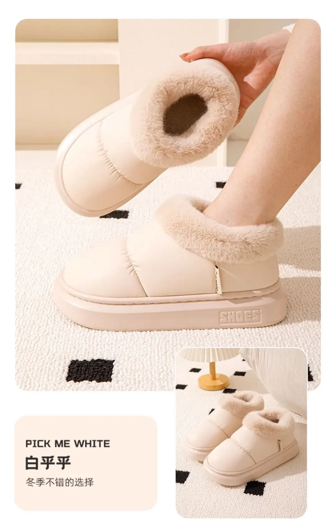 Bug Rabbit Autumn and Winter Cotton Slippers Women's Home Warm and Comfortable Thick-soled fleece-lined Non-slip Bag Heel Outer Wearing Cotton Shoes for Men — feature 17