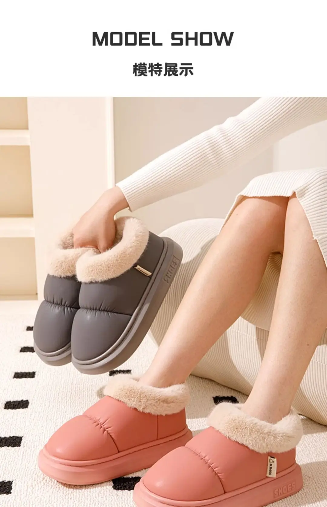Bug Rabbit Autumn and Winter Cotton Slippers Women's Home Warm and Comfortable Thick-soled fleece-lined Non-slip Bag Heel Outer Wearing Cotton Shoes for Men — feature 27