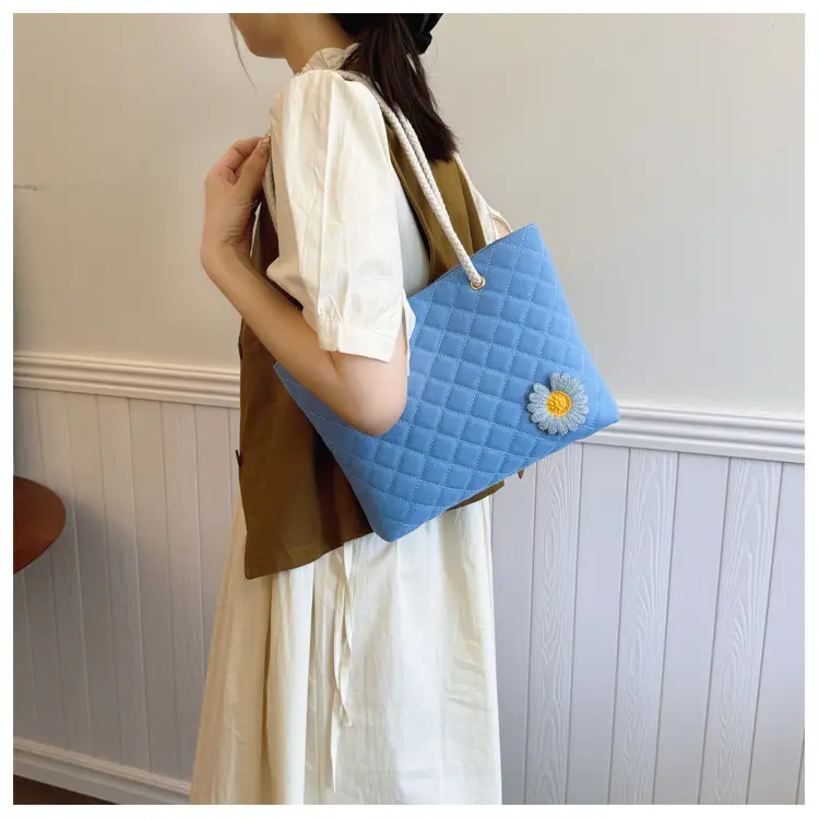 Women Quilted Sunflower Shoulder Bag Yellow 2024 — feature 10