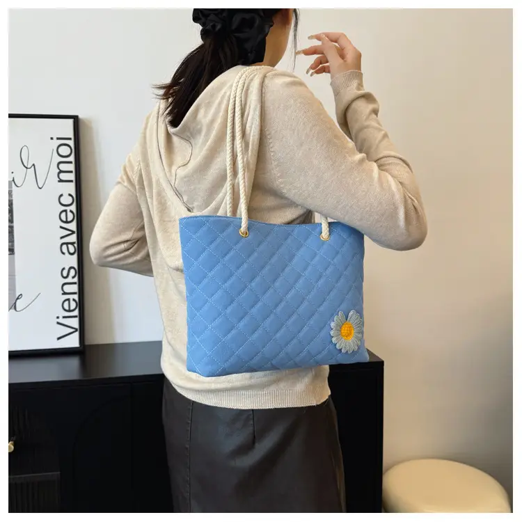 Women Quilted Sunflower Shoulder Bag Yellow 2024 — feature 17