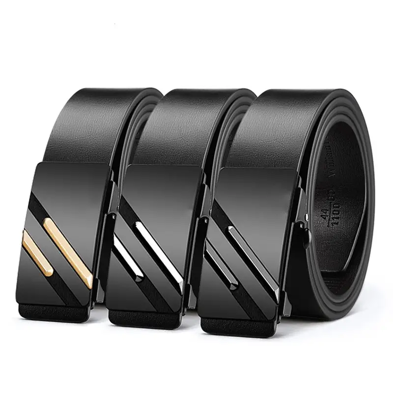 Men's Black Gold Logo Belt with Toothless Buckle - Image 21
