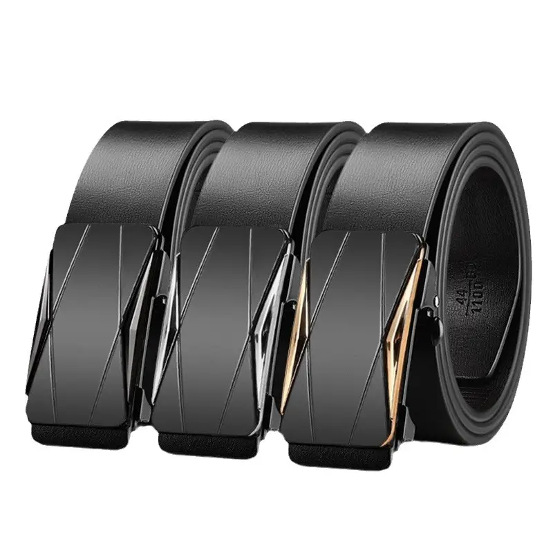 Men's Black Gold Logo Belt with Toothless Buckle - Image 22