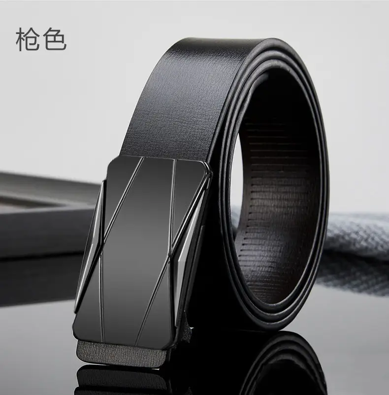 Men's Black Gold Logo Belt with Toothless Buckle — feature 11