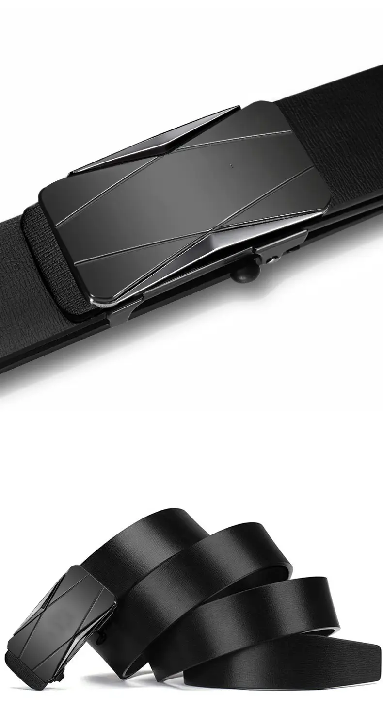 Men's Black Gold Logo Belt with Toothless Buckle — feature 12