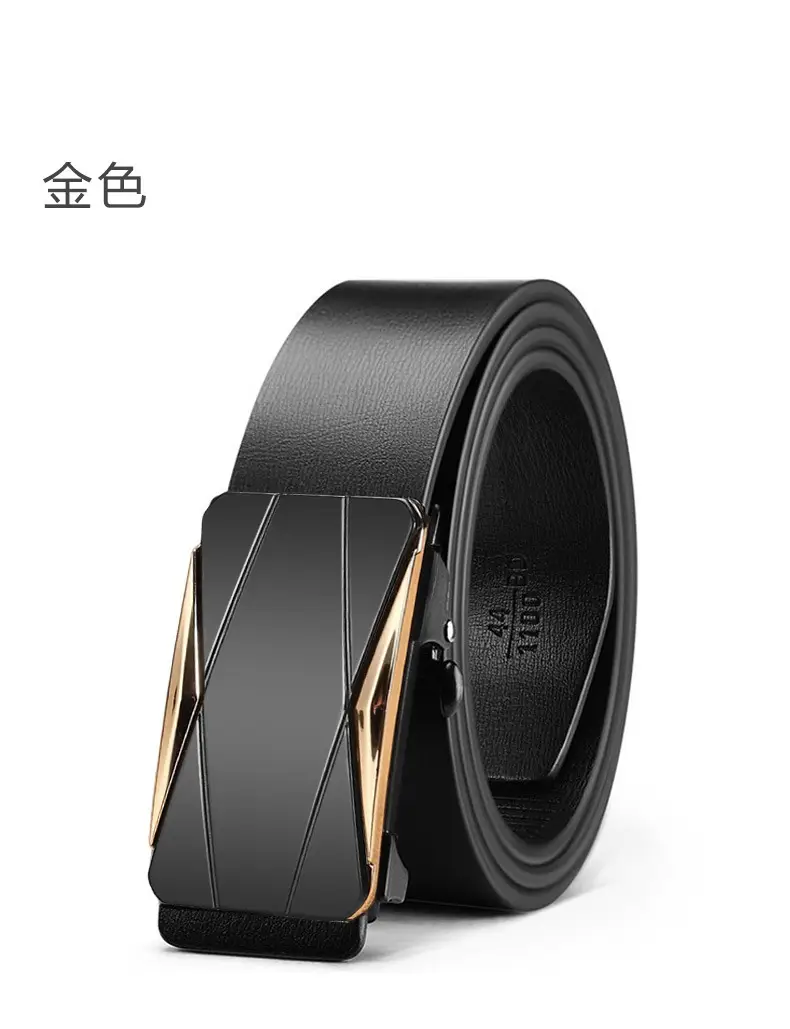 Men's Black Gold Logo Belt with Toothless Buckle — feature 13