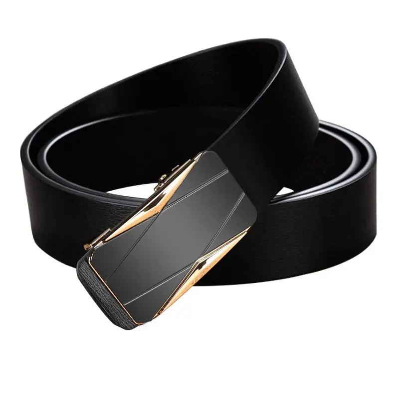 Men's Black Gold Logo Belt with Toothless Buckle — feature 14