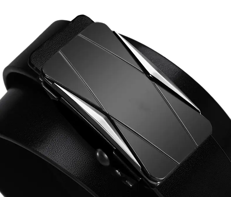Men's Black Gold Logo Belt with Toothless Buckle — feature 16