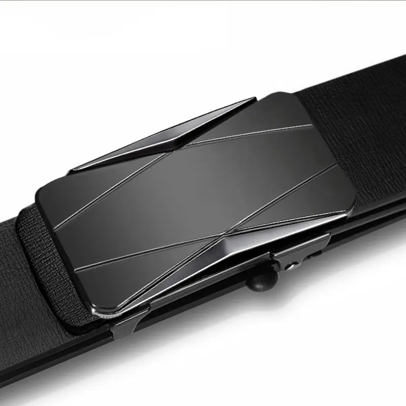 Men's Black Gold Logo Belt with Toothless Buckle - Image 10