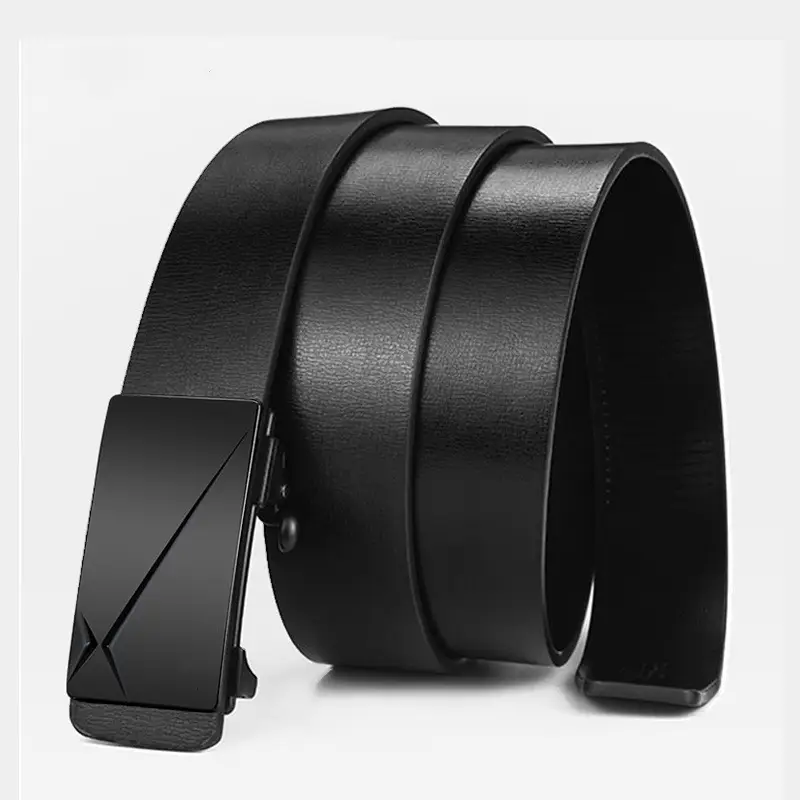 Men's Black Gold Logo Belt with Toothless Buckle - Image 15