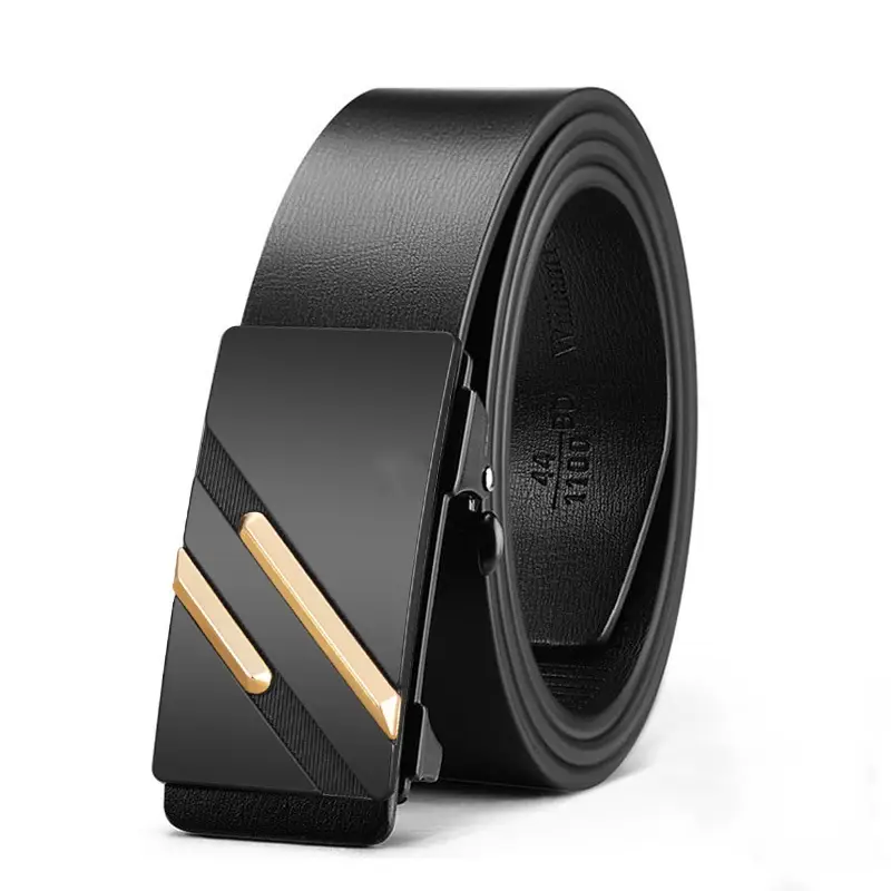 Men's Black Gold Logo Belt with Toothless Buckle - Image 2