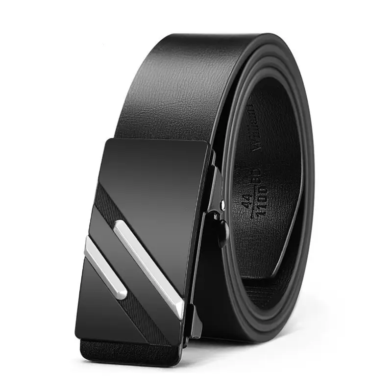 Men's Black Gold Logo Belt with Toothless Buckle - Image 3