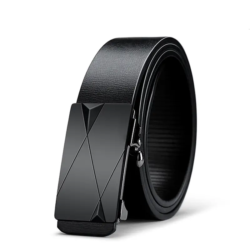 Men's Black Gold Logo Belt with Toothless Buckle - Image 5