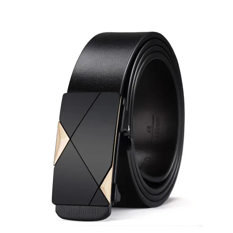 Men's Black Gold Logo Belt with Toothless Buckle - Image 6