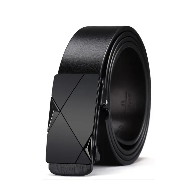 Men's Black Gold Logo Belt with Toothless Buckle - Image 7