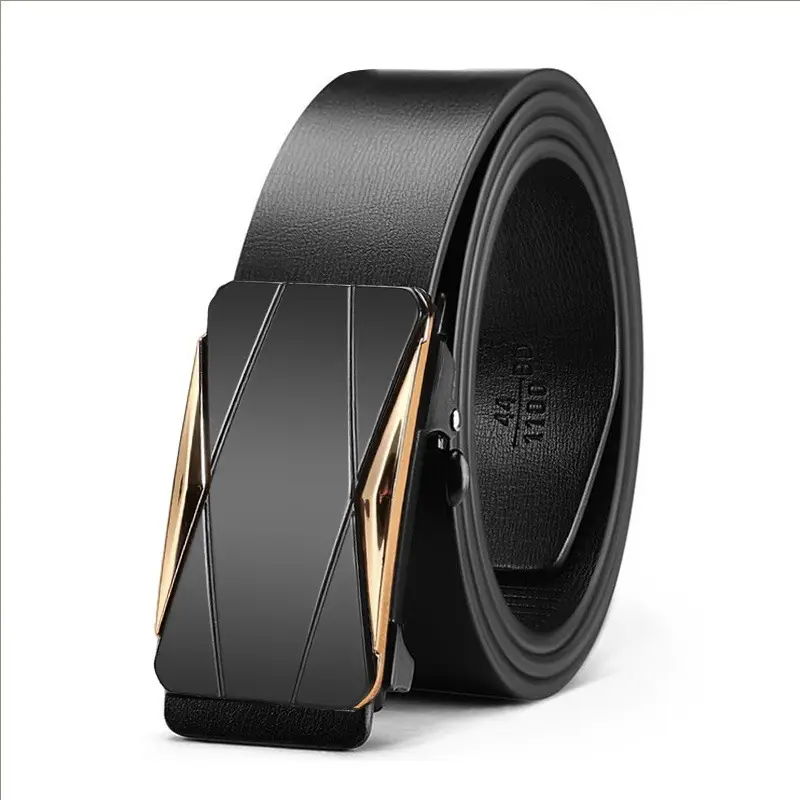 Men's Black Gold Logo Belt with Toothless Buckle - Image 8