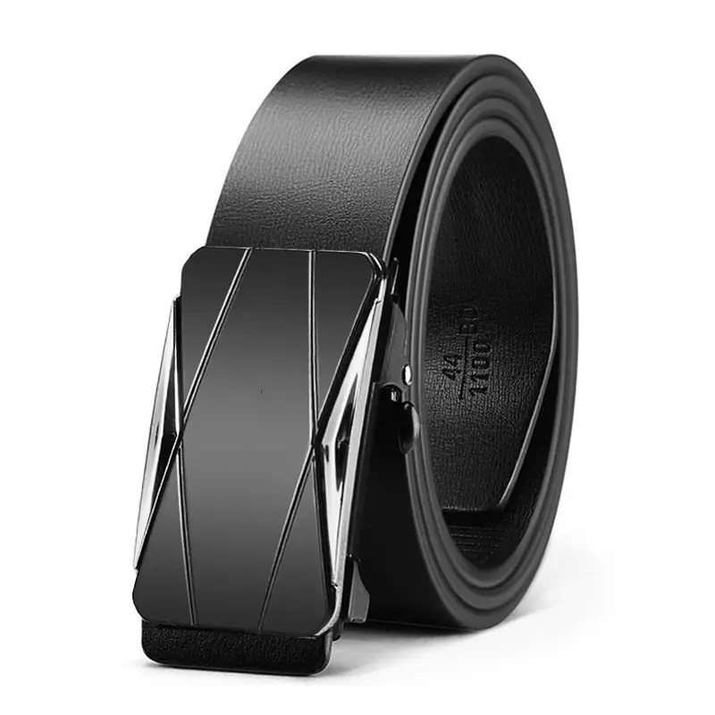 Men's Black Gold Logo Belt with Toothless Buckle - Image 9