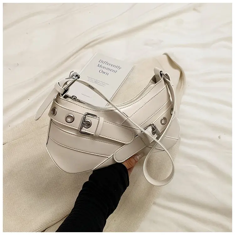 Brown Quilted Shoulder Bag with Buckle & Ring Detail — feature 21