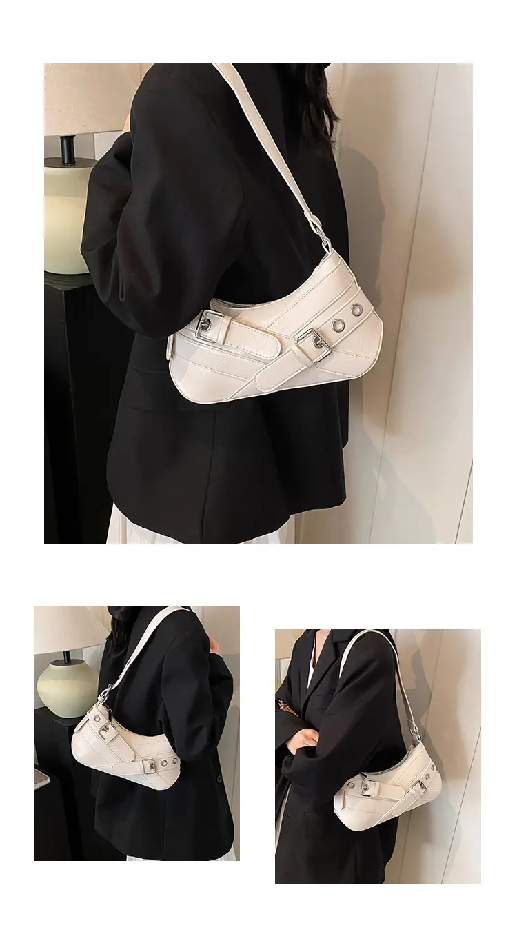 Brown Quilted Shoulder Bag with Buckle & Ring Detail — feature 5