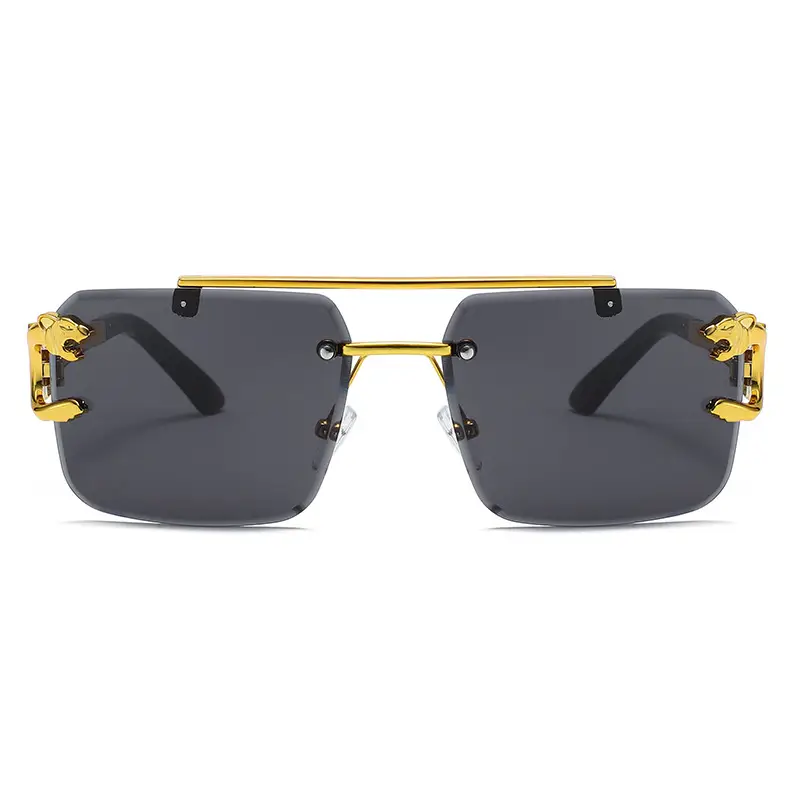 Leopard Head Double Beam Sunglasses Gold Black - Image 11