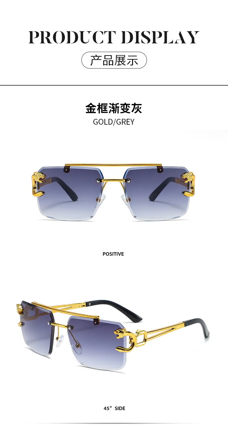 Leopard Head Double Beam Sunglasses Gold Black β feature 9