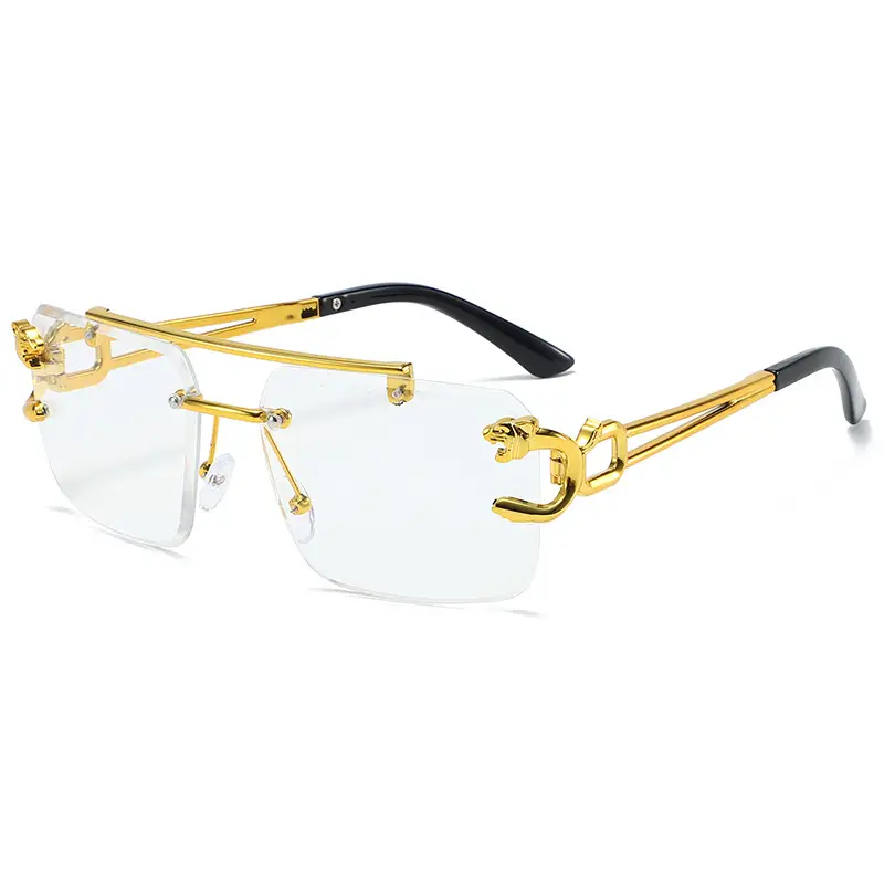 Leopard Head Double Beam Sunglasses Gold Black - Image 2