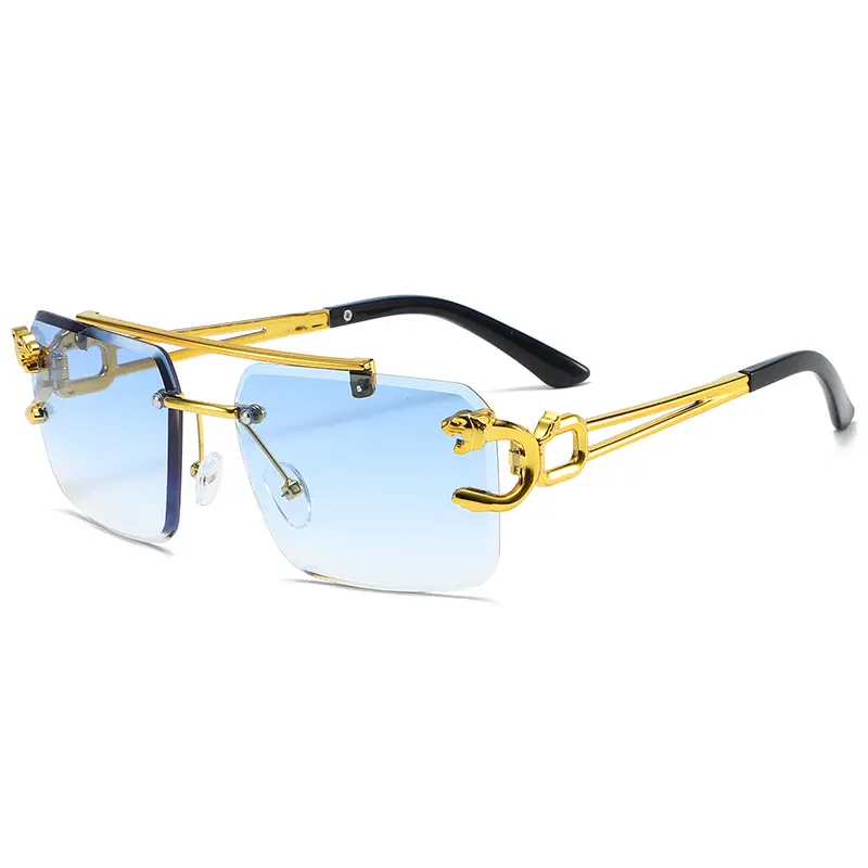 Leopard Head Double Beam Sunglasses Gold Black - Image 4