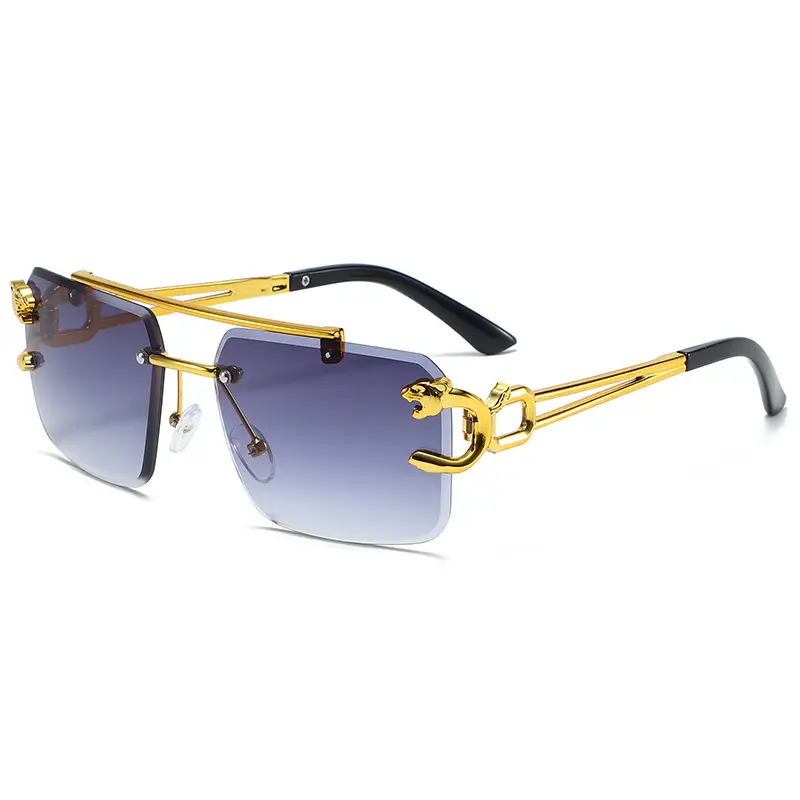 Leopard Head Double Beam Sunglasses Gold Black - Image 5