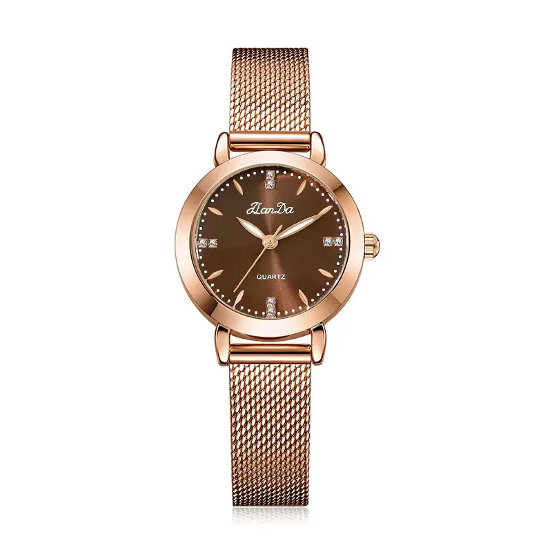 Women's Rose Gold Quartz Watch with Bracelet Set