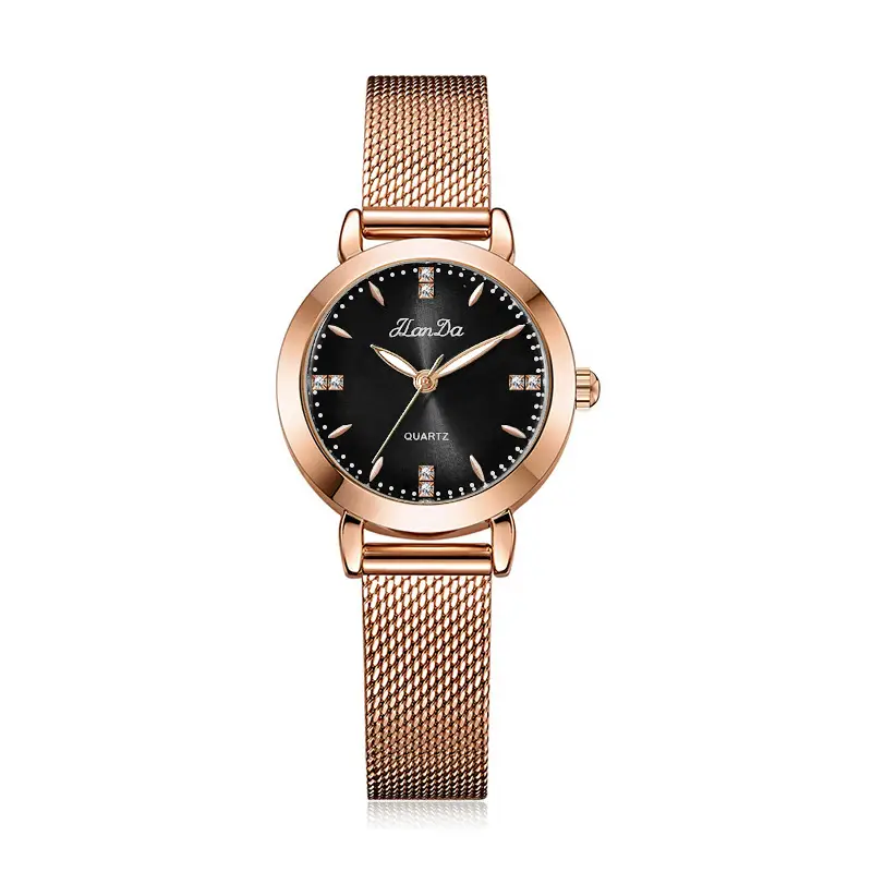 Women's Rose Gold Quartz Watch with Bracelet Set