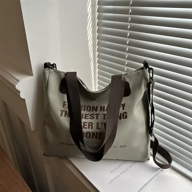 Letter Print Canvas Shoulder Tote Bag Large Capacity 2024 - Image 4