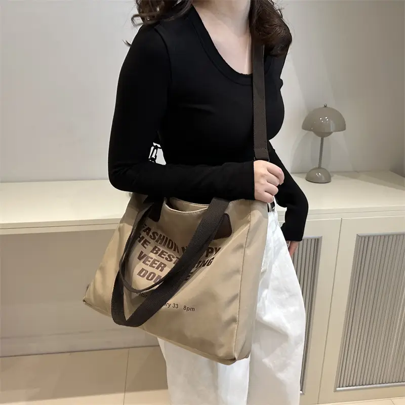 Letter Print Canvas Shoulder Tote Bag Large Capacity 2024 - Image 6